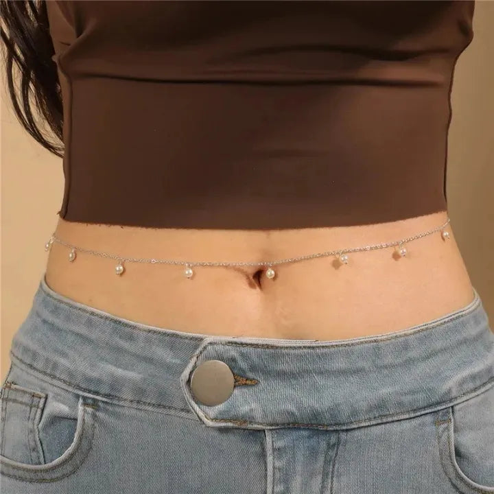 Dainty Pearl Drop Waist Chain