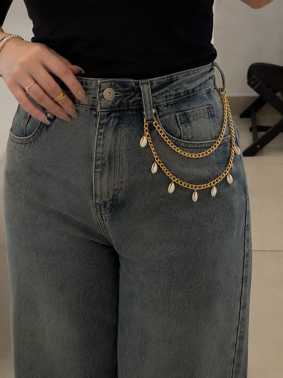 Cowrie Charm Layered Jeans Chain