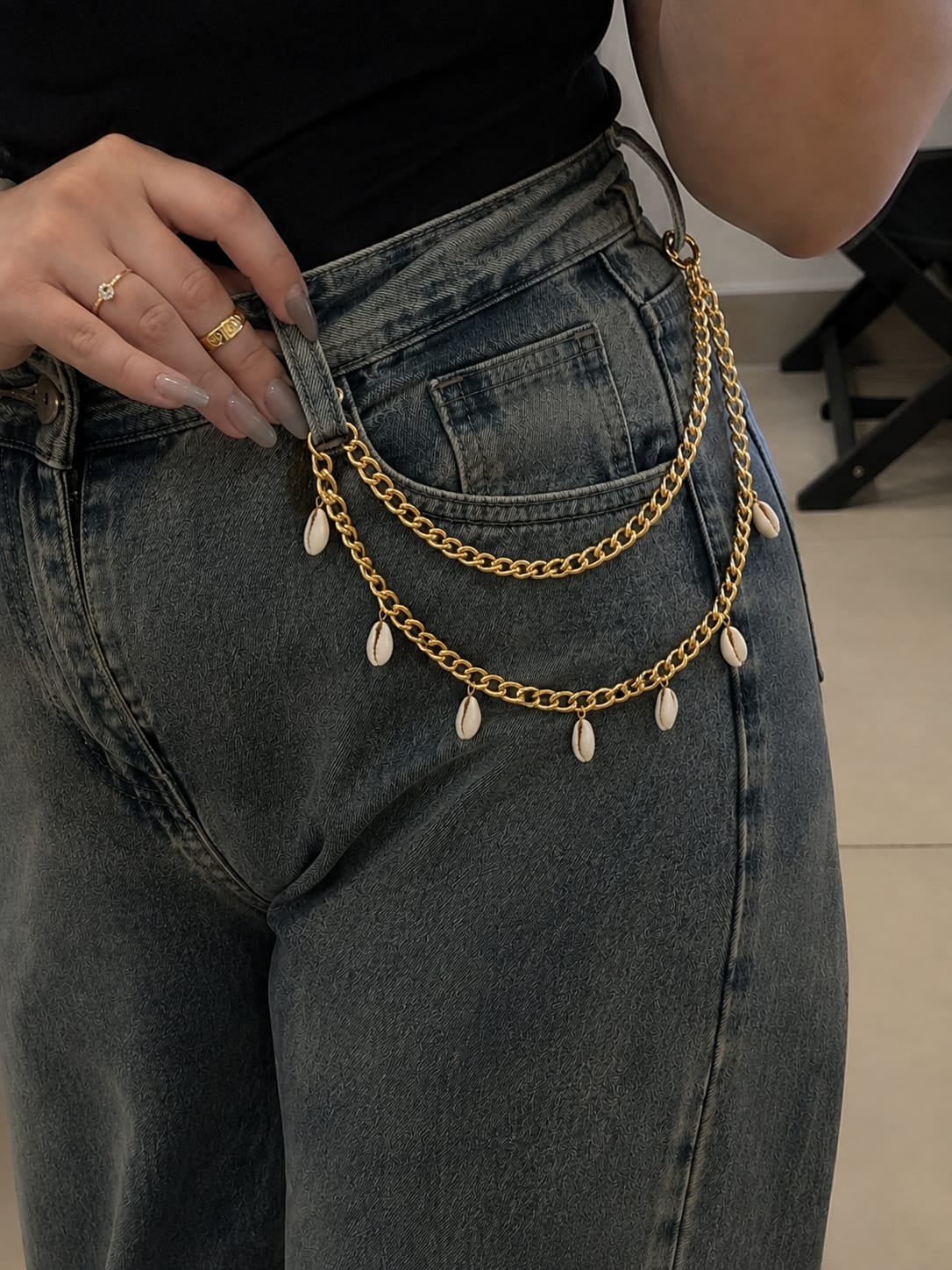 Cowrie Charm Layered Jeans Chain