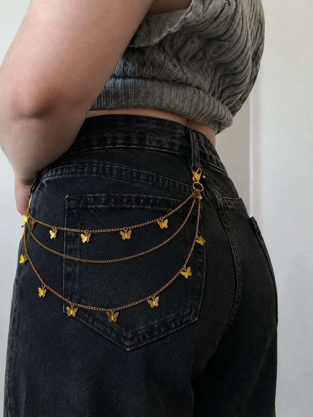 Golden Butterfly Layered Jeans Chain