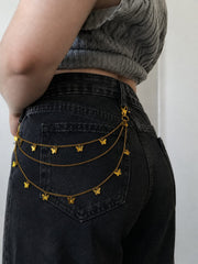 Golden Butterfly Layered Jeans Chain