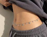 Turquoise & Crystal Drop Waist Chain