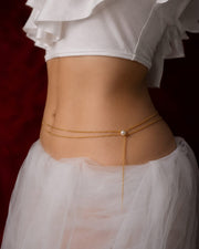 Pearl Accent Layered Waist Chain