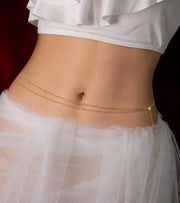 Pearl Accent Layered Waist Chain