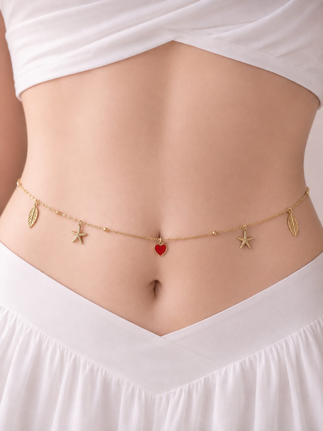 Charm & Red Heart Waist Chain