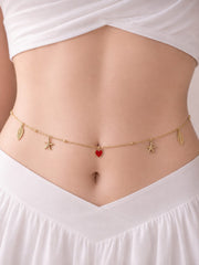 Charm & Red Heart Waist Chain