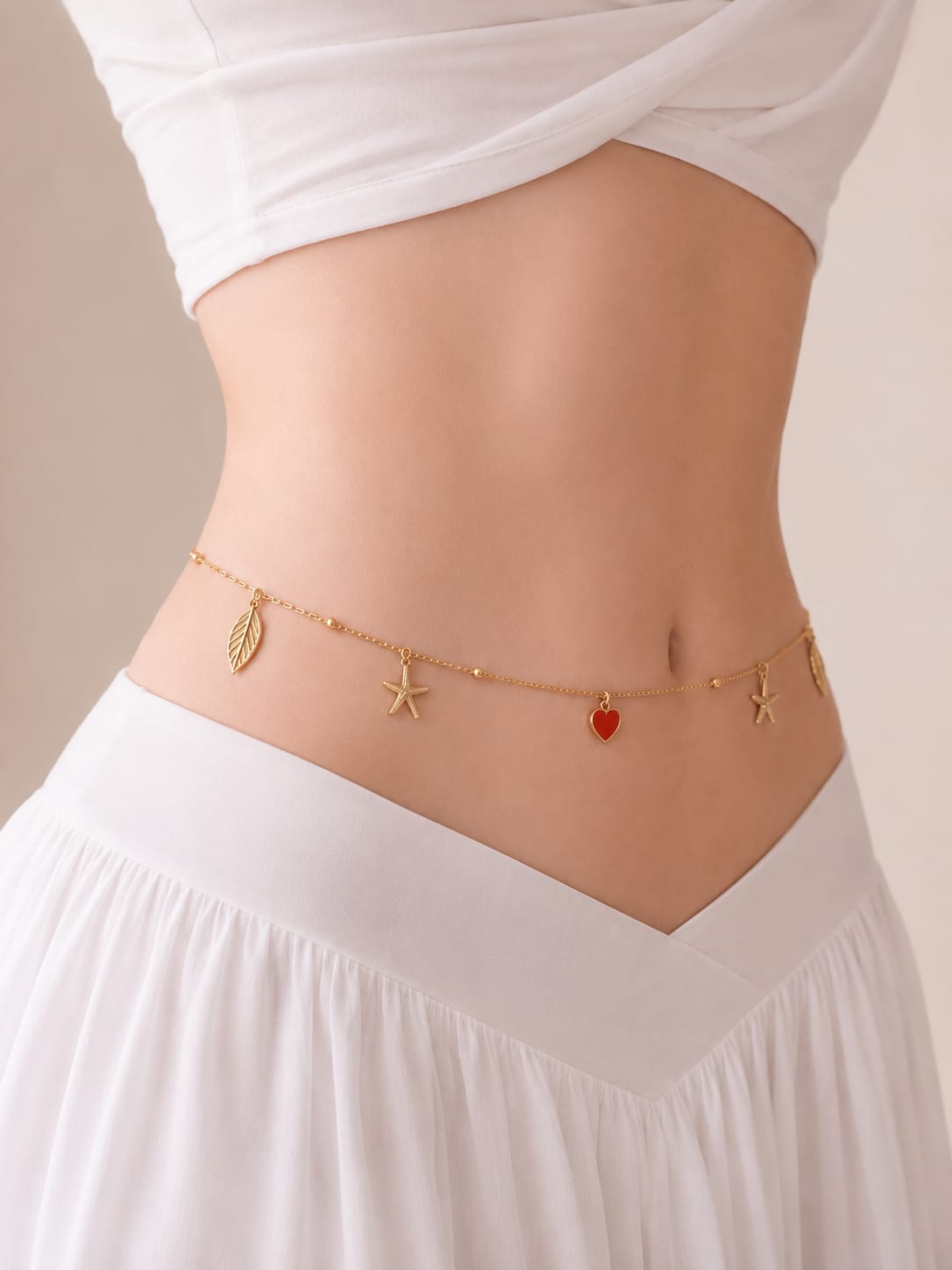 Charm & Red Heart Waist Chain