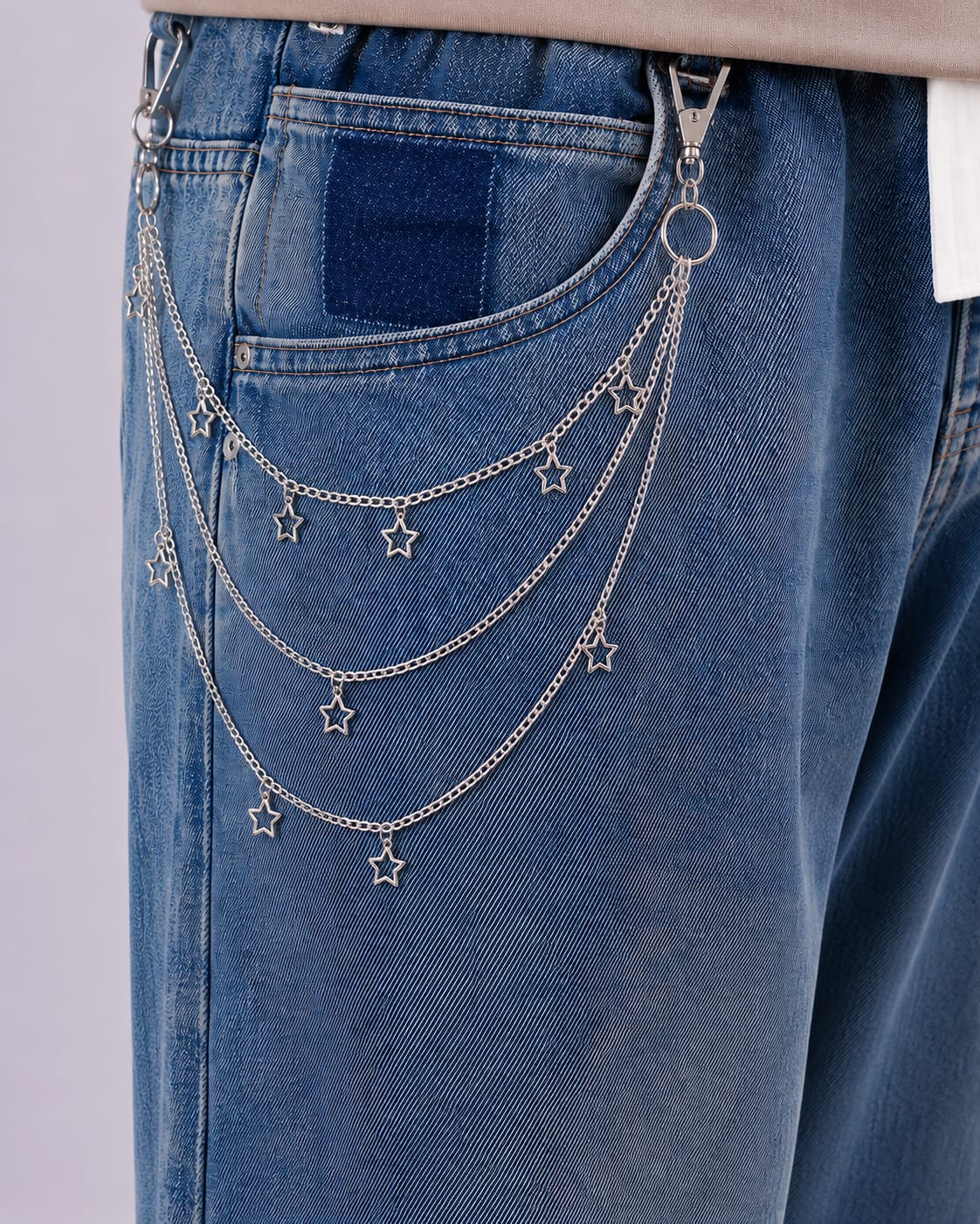 Silver Star Layered Jeans Chain