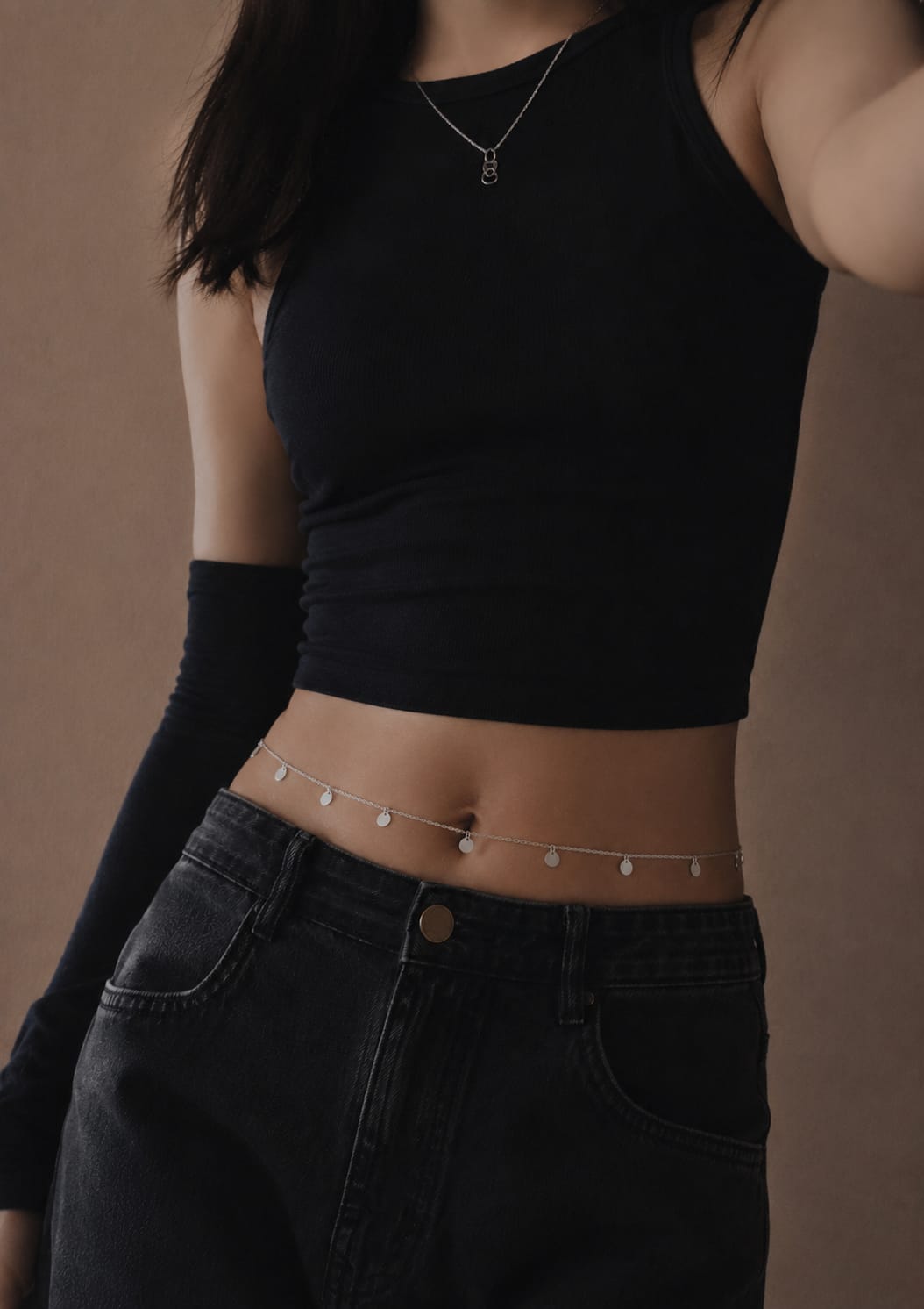 Silver Coin Drop Waist Chain