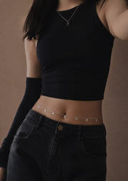 Silver Coin Drop Waist Chain