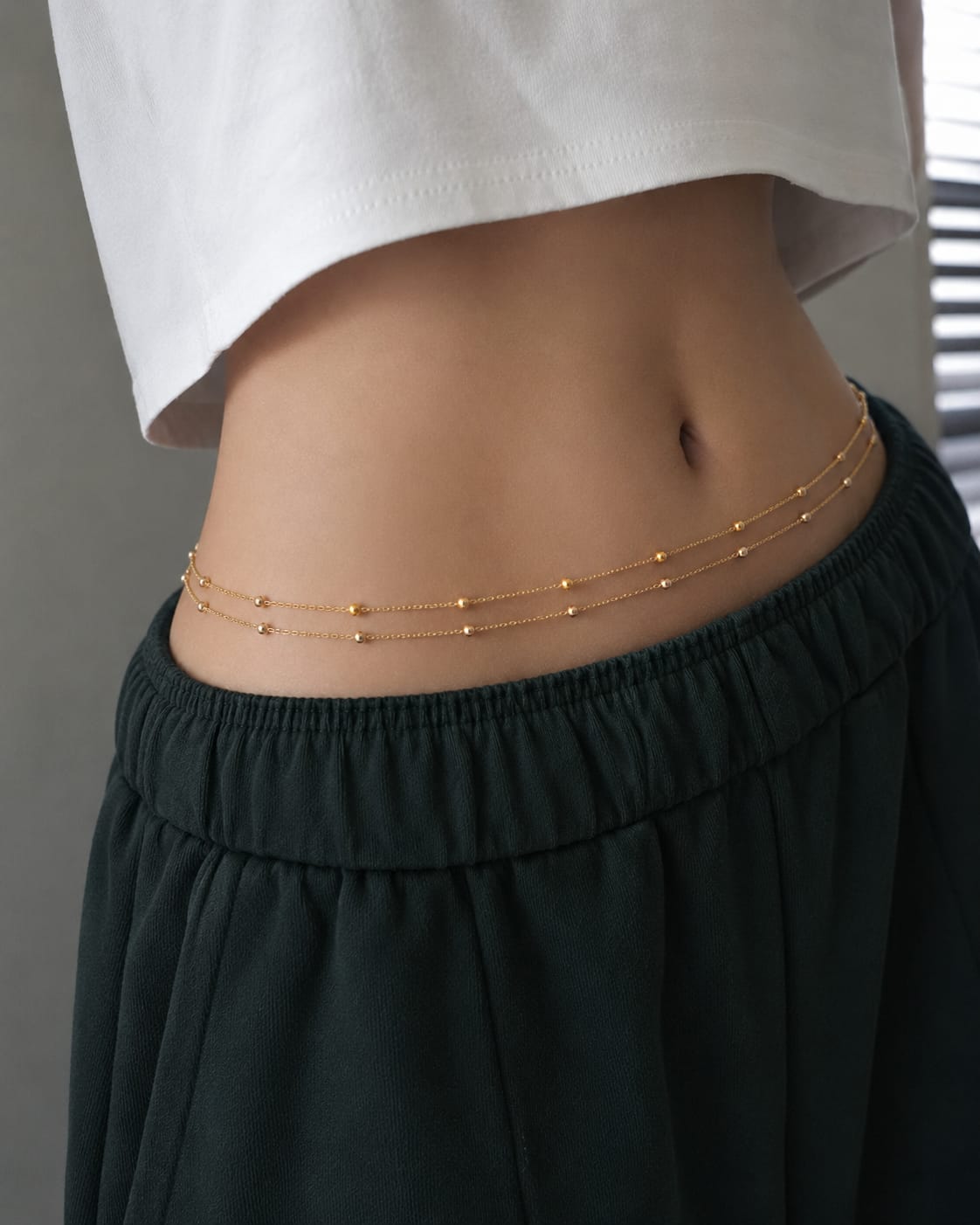 Golden Bead Layered Waist Chain