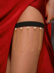 Golden Pearl Draped Thigh Garter