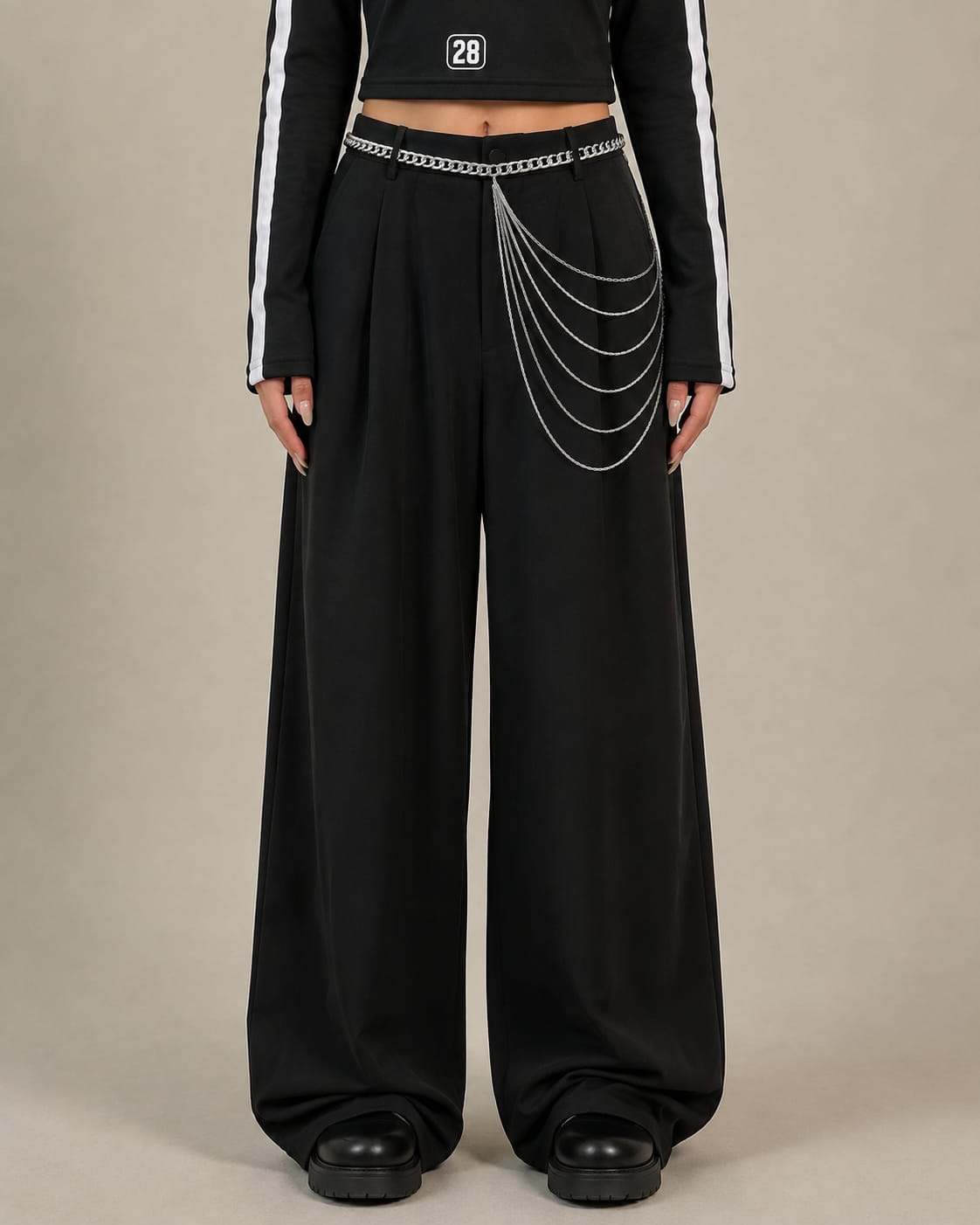 Multi-Chain Wide-Leg Trousers