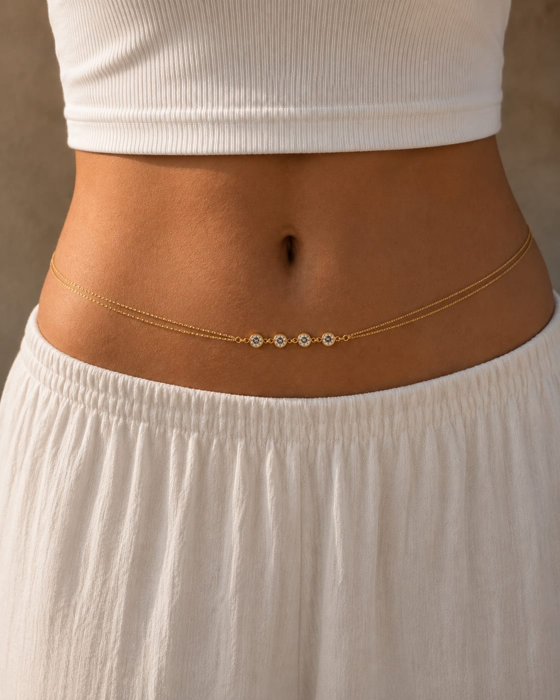 Crystal Accent Gold Waist Chain Belt