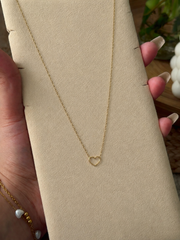Dainty Gold Open Heart Pendant Necklace