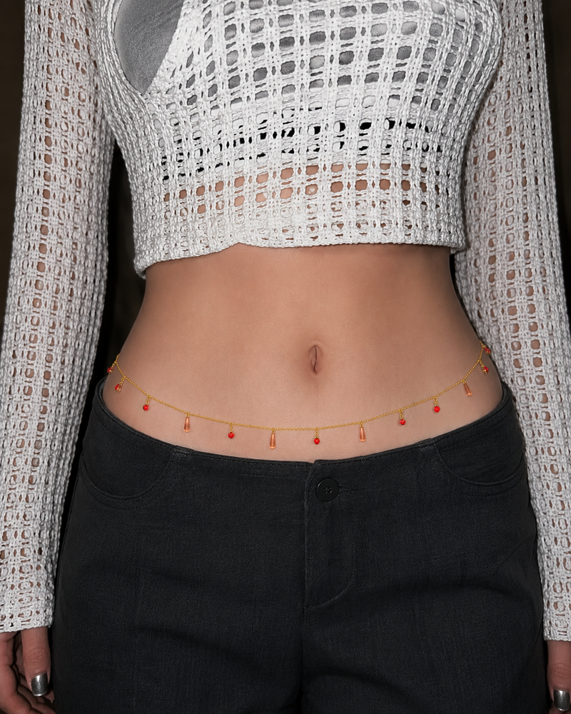 Minimalist Silver Cross Charm Y-Drop Waist Chain