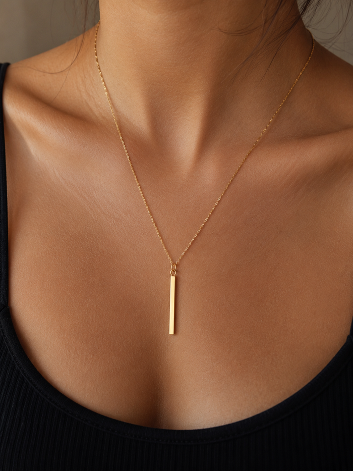 Dainty Gold Bar Pendant Necklace