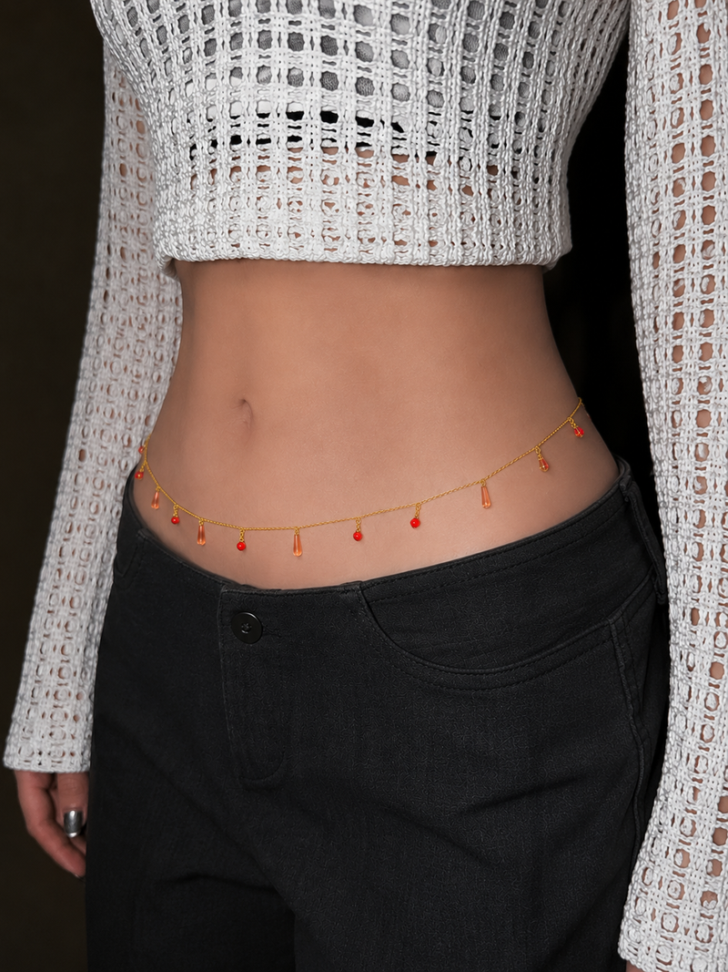 Minimalist Silver Cross Charm Y-Drop Waist Chain