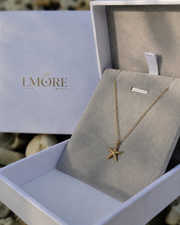 Gold Textured Starfish Pendant Necklace