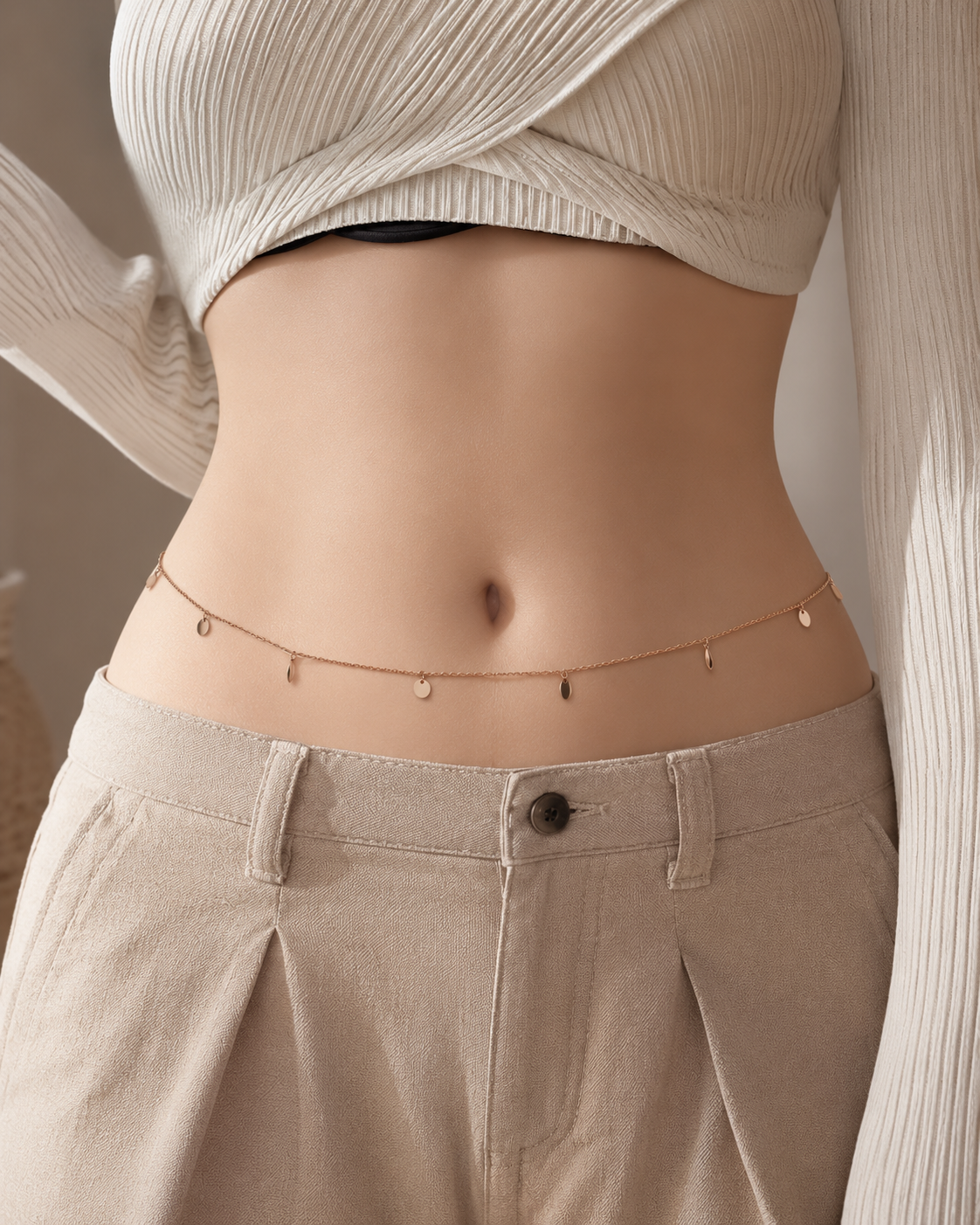 Dainty Rose Gold Minimalist Charm Waist Chain