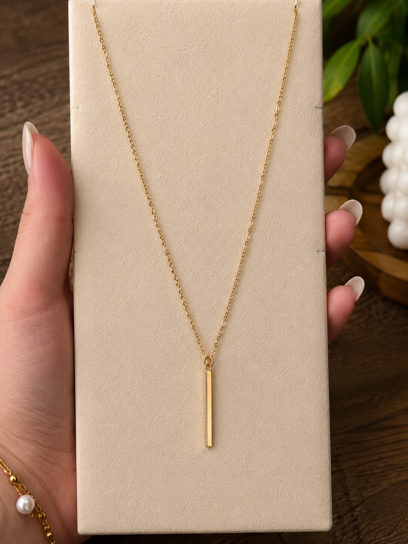 Dainty Gold Bar Pendant Necklace
