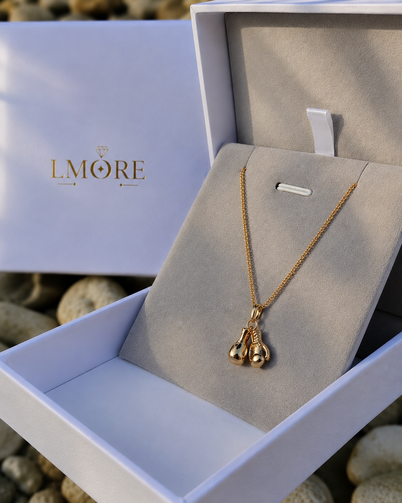 Gold Boxing Gloves Pendant Necklace