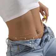 2-Piece Gold Beaded & Dainty Pearl Drops Waist Chain Set