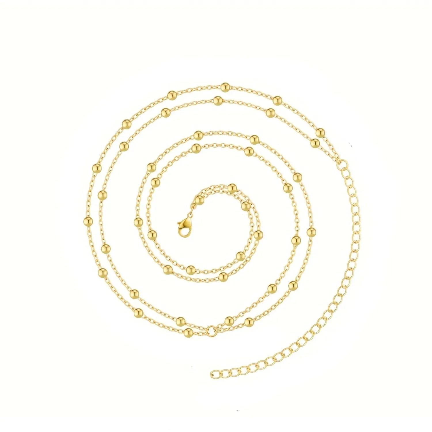 2-Piece Gold Beaded & Dainty Pearl Drops Waist Chain Set