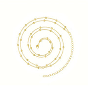 2-Piece Gold Beaded & Dainty Pearl Drops Waist Chain Set