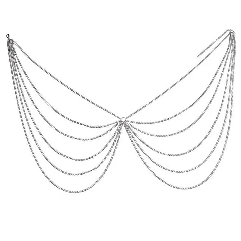 Multi-Layer Silver Body Chain & Hip Belt Jewelry