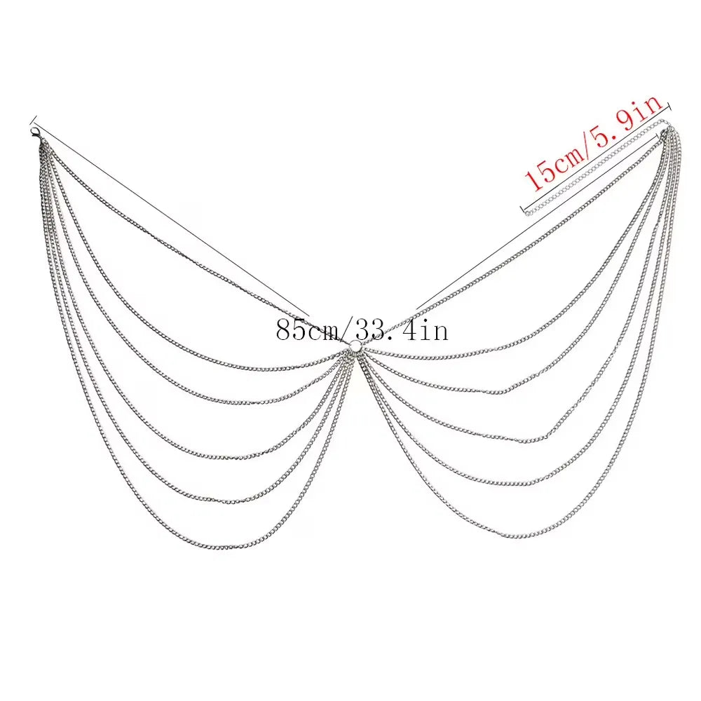 Multi-Layer Silver Body Chain & Hip Belt Jewelry