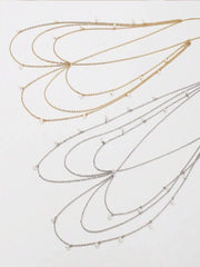 Boho Pearl & Crystal Layered Crossover Waist Chain