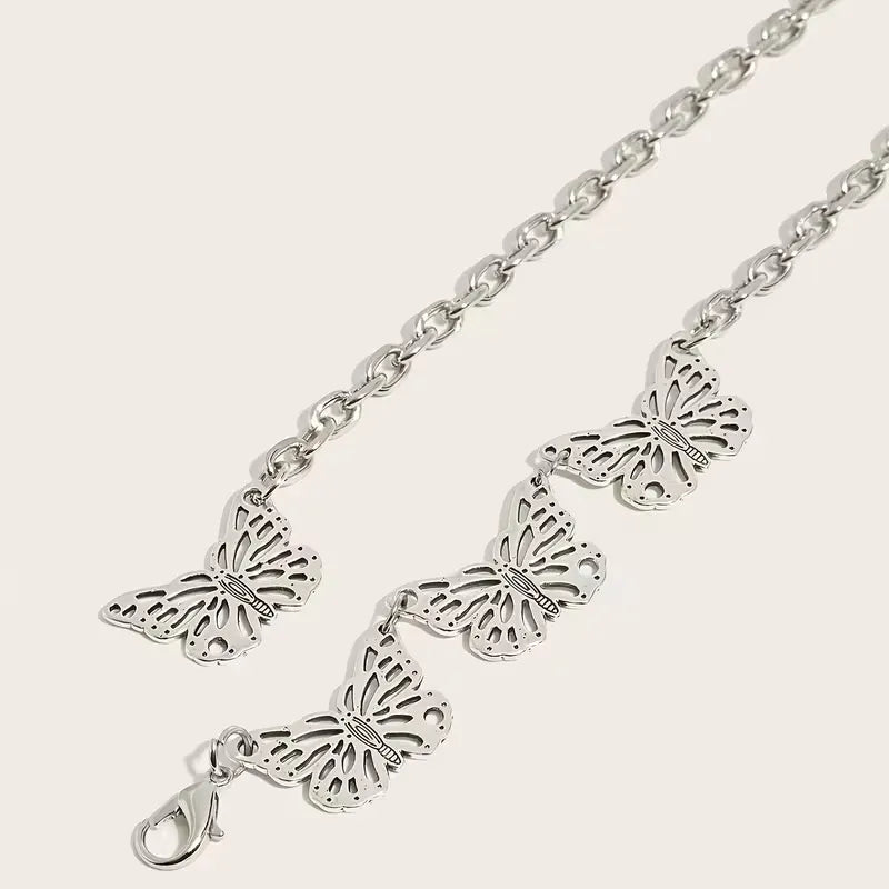 Silver Butterfly Chain Belt with Dangling Tail Charm