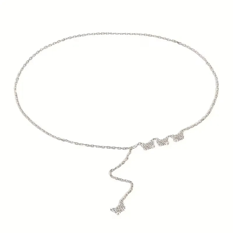 Silver Butterfly Chain Belt with Dangling Tail Charm