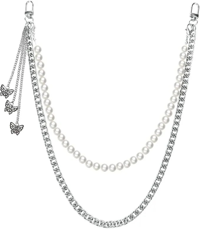 Gold Pearl & Butterfly Charm Pant & Waist Chain