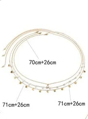 3-Piece Gold Layered Pearl & Butterfly Charm Waist Chain Set