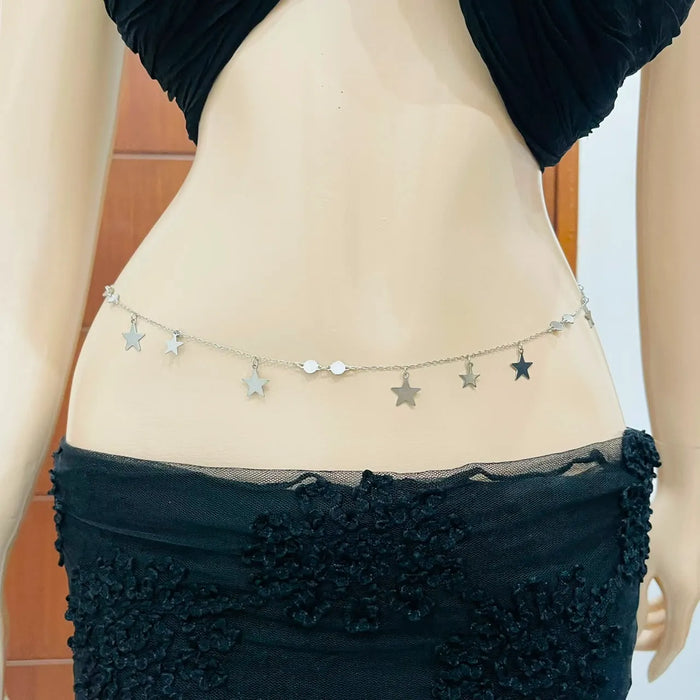 Silver Star Charm Dangle Waist Chain