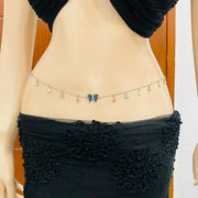 Silver Butterfly & Crystal Star Charm Belly Chain