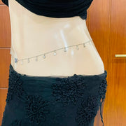 Silver Butterfly & Crystal Star Charm Belly Chain