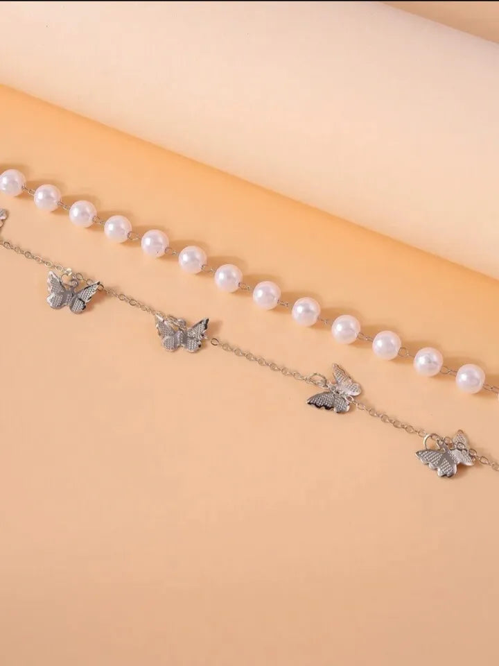 Pearl & Butterfly Double Waist Chain