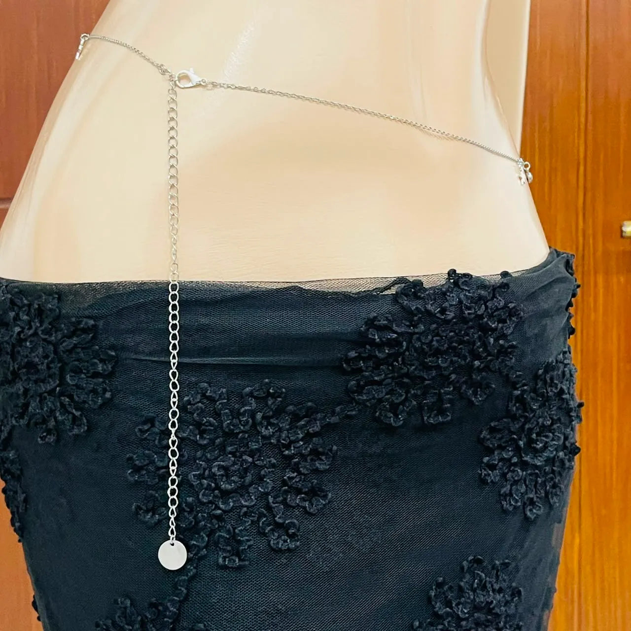 Silver Butterfly & Crystal Star Charm Belly Chain