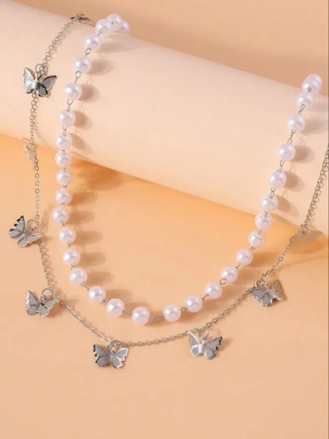 Pearl & Butterfly Double Waist Chain