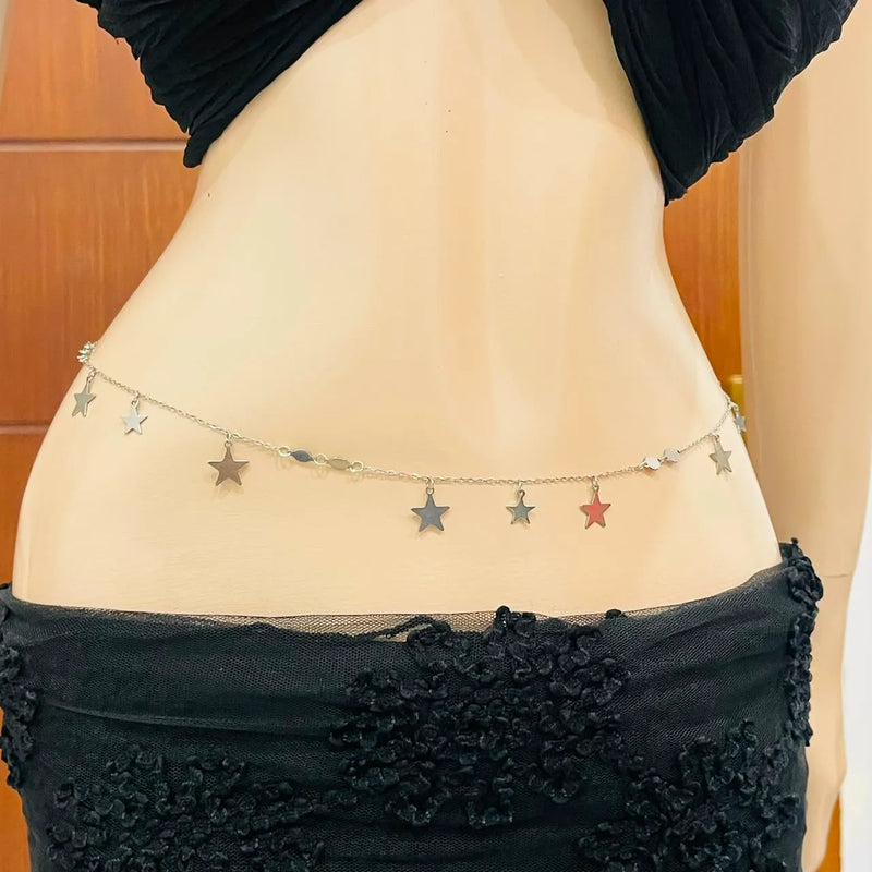 Silver Star Charm Dangle Waist Chain