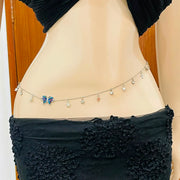 Silver Butterfly & Crystal Star Charm Belly Chain