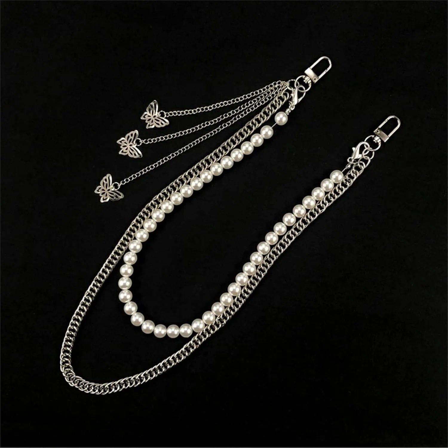 Gold Pearl & Butterfly Charm Pant & Waist Chain