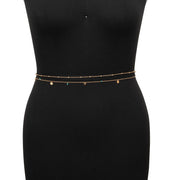 Double-Layered Gold Waist Chain with Disc & Turquoise Charms