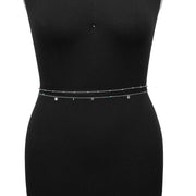 Double-Layered Gold Waist Chain with Disc & Turquoise Charms